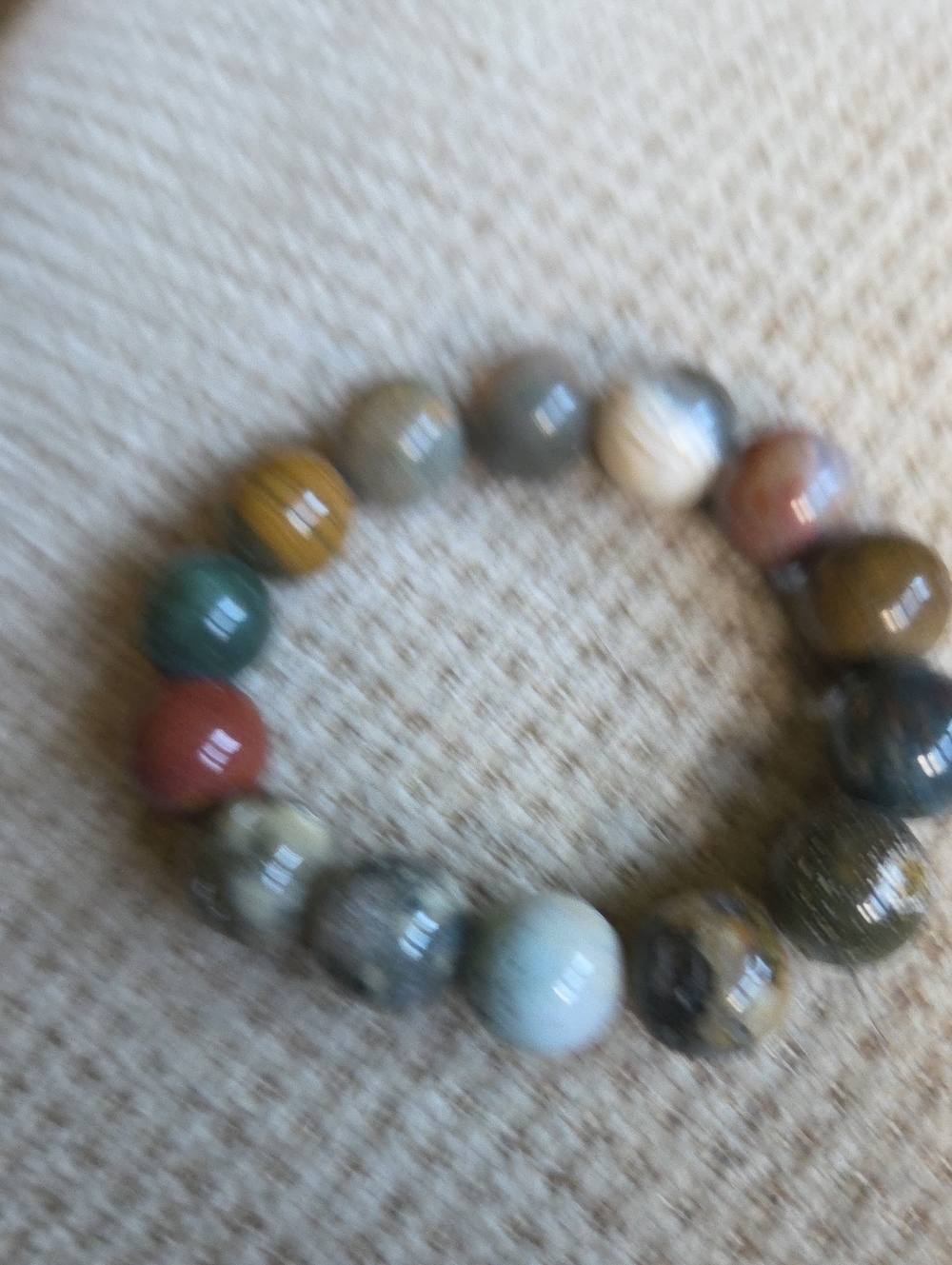 Ocean Jasper Stone Beaded Stretch Bracelet